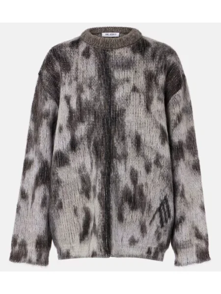 Pulover The Attico cu imagine cu model leopard din jacard gri