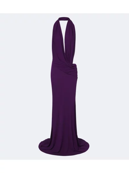 Rochie Alex Perry din jerseu drapată cu gât halter violet