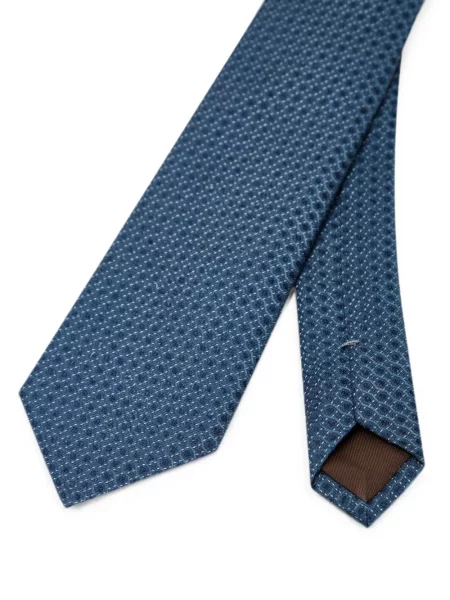 Cravată Canali de mătase cu imprimeu geometric albastru