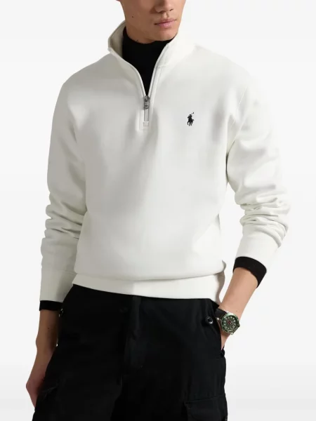 Iš natūralios odos trumpas dryžuotos polo marškinėliai Polo Ralph Lauren pilka