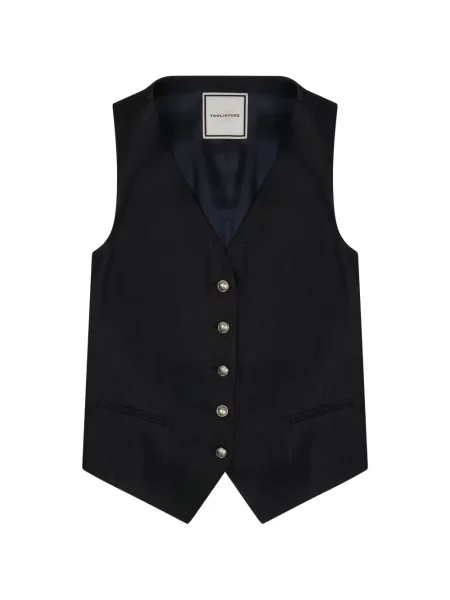 Vestă denim Tagliatore cu decolteu în V albastru