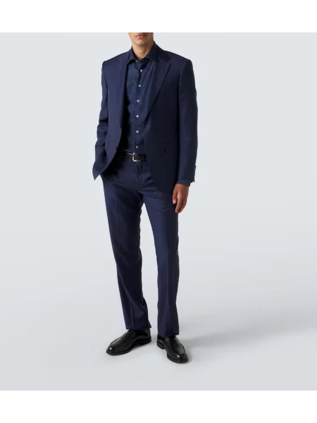 Cămașă de blugi Etro cu model paisley albastru