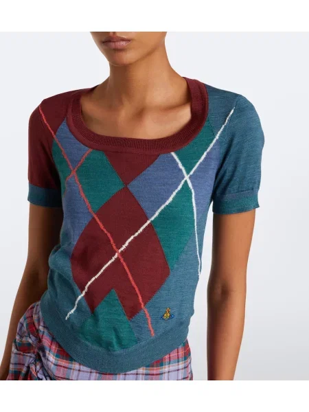 Volneni argyle kariran pulover Vivienne Westwood modra