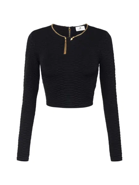 Top Elisabetta Franchi cu model piele de șarpe negru