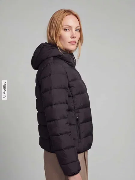 Kurtka pikowana z kapturem model Hugo czarna