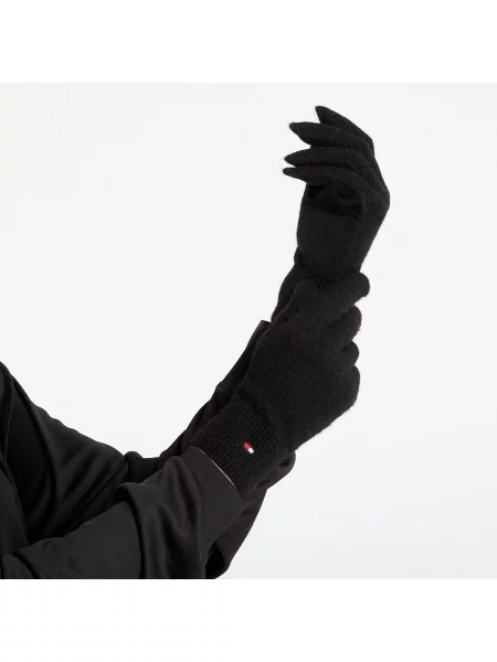 Rukavice Tommy Hilfiger Flag Fluffy Knit Gloves Black Universal černé