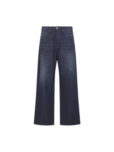 Jeansy Acne Studios skórzane niebieskie