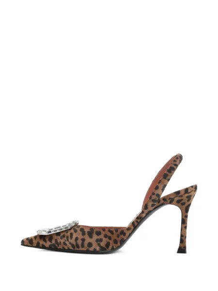 Pantofi cu toc Amina Muaddi slingback de cristal maro