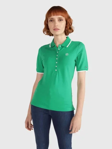 Поло Tommy Hilfiger бавовна/ліоцел зелений