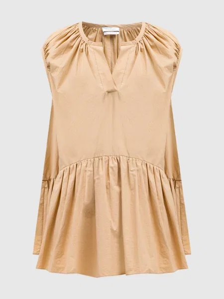 Топ з оборкою Deveaux бежевий