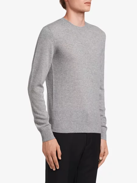 Sweter Prada z okrągłym dekoltem szary