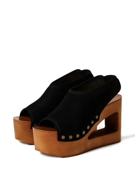 Sandale Twinset din piele de căprioară cu platformă negru