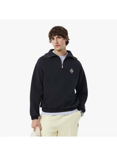 Lacoste Bluza Half Zip Loose Fit czarna