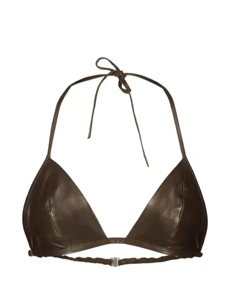 Sutien Rick Owens din piele cu gât halter maro