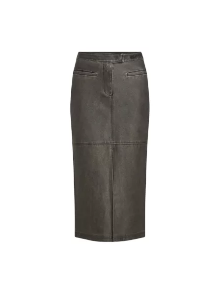 Spódnica skórzana Karl Lagerfeld do kolan czarna