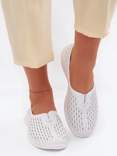 Mocasini Evento din piele alb