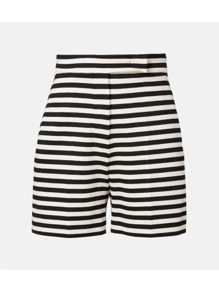 Pantaloni scurți Max Mara cu talie înaltă cu dungi negru
