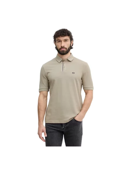 Koszulka polo Armani Exchange klasyczna beżowa