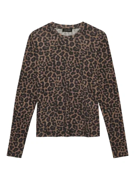 Lung tricou Anine Bing cu imagine cu model leopard maro