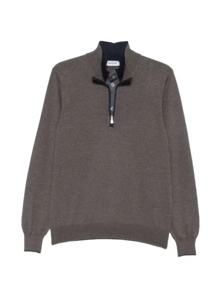 Lung tricou polo Gran Sasso maro