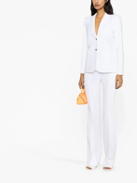 Marynarka Michael Michael Kors skórzana garniturowa prążkowana różowa