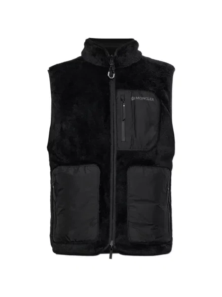 Reversibil vestă Moncler din fleece negru