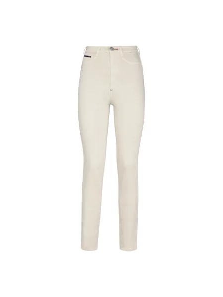 Talia jeansy Philipp Plein z wysoką talią beżowe