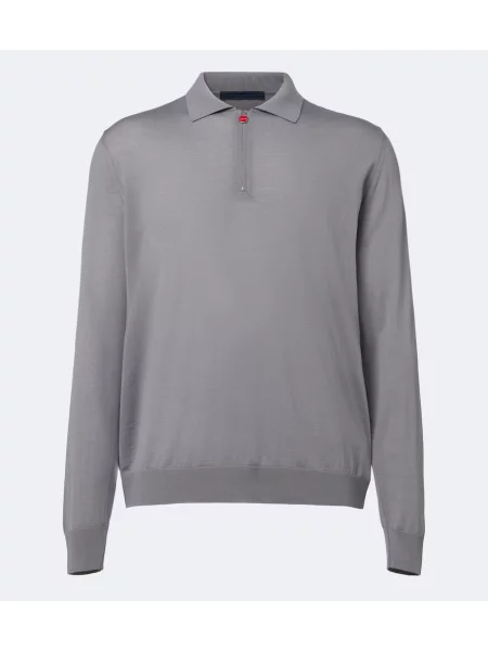 Tricou polo Kiton de lână gri