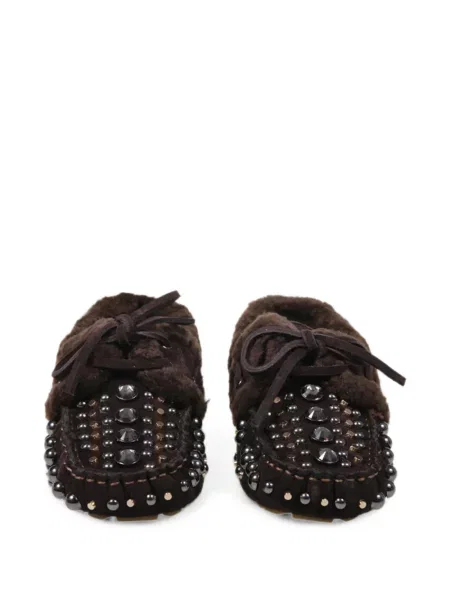 Loafers Strategia Shoes με καρφιά από δέρμα προβάτου καφέ