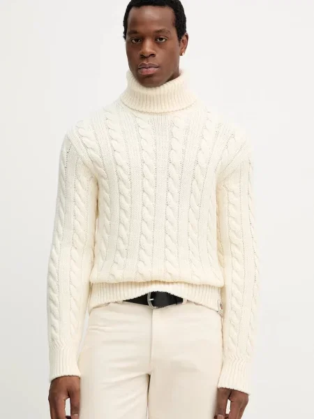 Vlněný svetr Bally pánský s golfem béžová