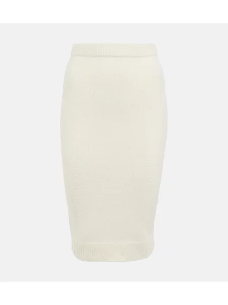 Fustă midi Tom Ford tricotate până la genunchi alb