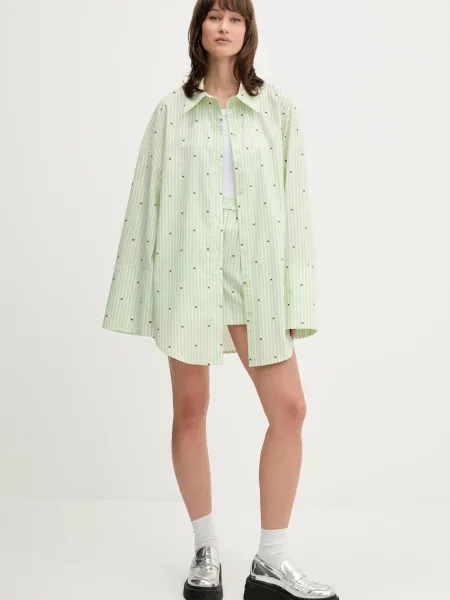 Rotate koszula relaxed z kołnierzykiem klasycznym zielony