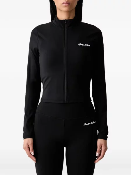 Hanorac cu fermoar Sporty & Rich cu imagine negru