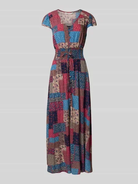 Długa sukienka z z dekoltem w serek Apricot