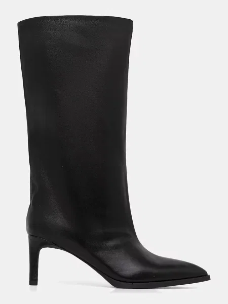 Шкіряні чоботи Answear.LAB на шпильці чорний