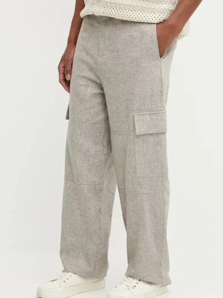 IRO pantaloni din in barbati cu fason cargo bej