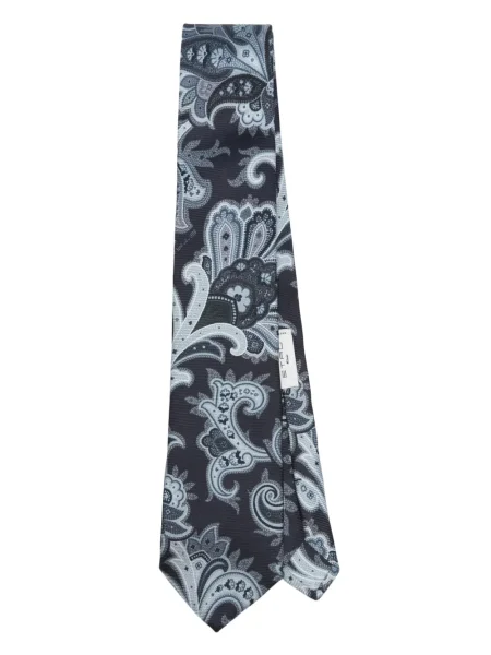 Cravată Etro de mătase cu model paisley albastru