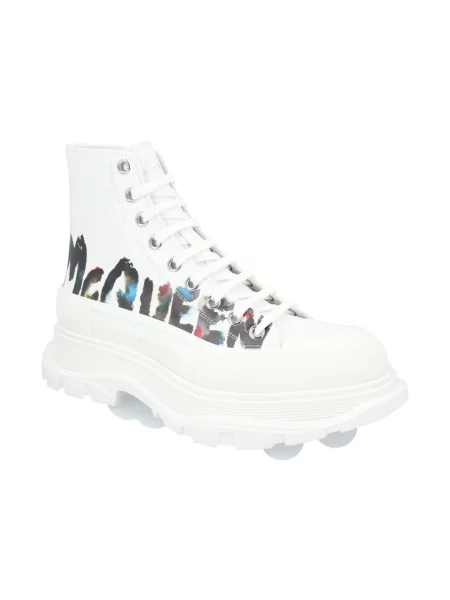 Botki Alexander Mcqueen na platformie z nadrukiem białe