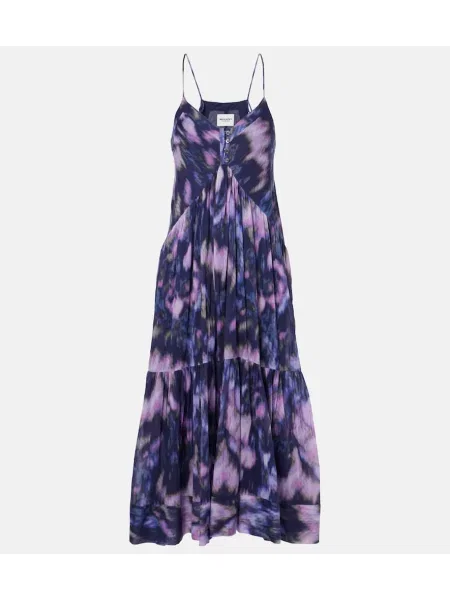 Maksi sukienka maxi Marant Etoile z nadrukiem garniturowa fioletowa