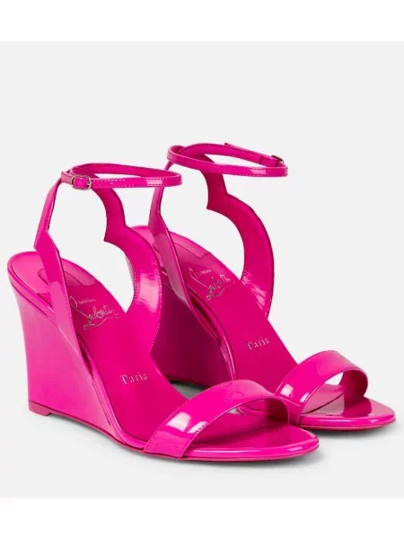 Sandale Christian Louboutin din piele cu pană de lac roz