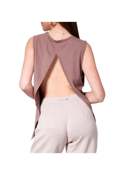 Koszulka sportowa Superdry Flex Loose z otwartym tyłem brązowa