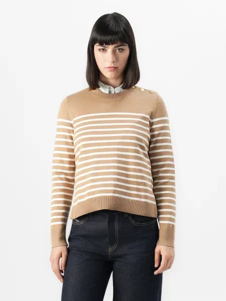 TOMMY HILFIGER Pulover maro cămilă alb