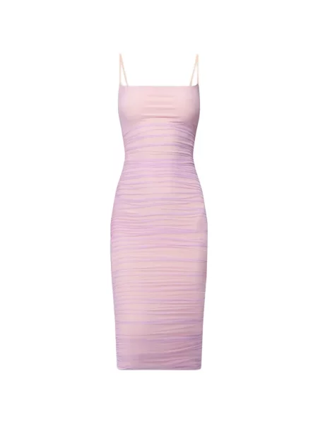Rochie midi Hervé Léger cu volane roz