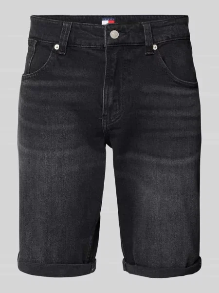 Szorty jeansowe o kroju slim fit z mieszanki bawełny i elastanu Tommy Jeans czarne
