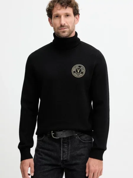 Versace Jeans Couture pulover de lână cu guler negru