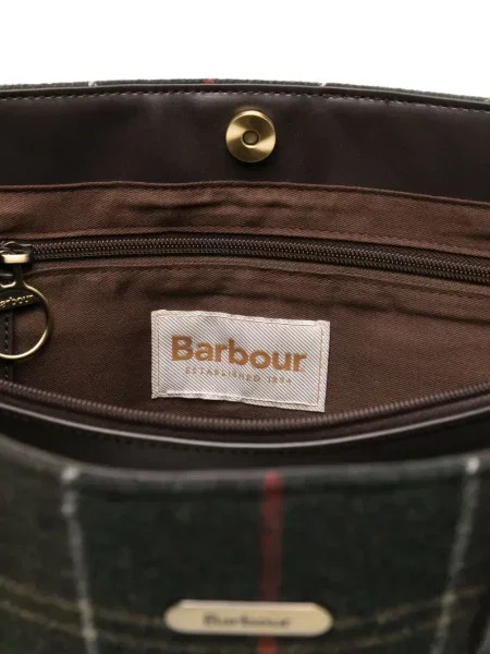 Geantă shopper Barbour în carouri verde