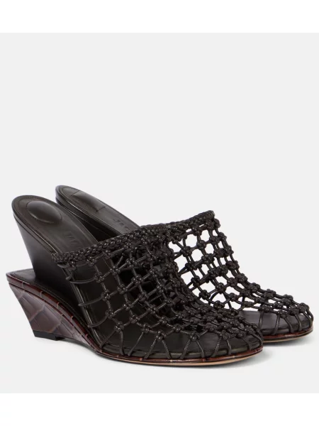 Papuci tip mules Jacquemus din piele cu pană negru