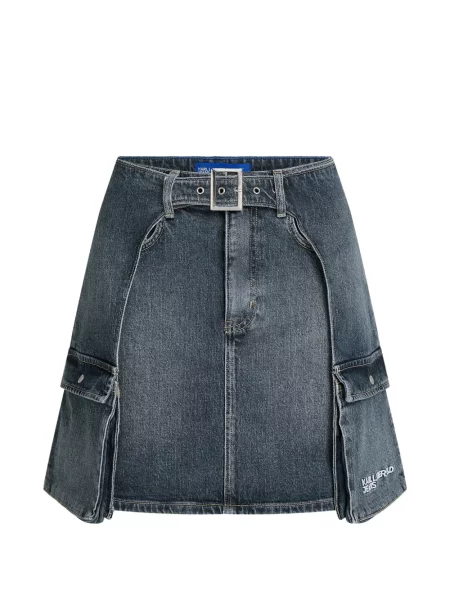 Fustă din denim Karl Lagerfeld Jeans cu cataramă albastru