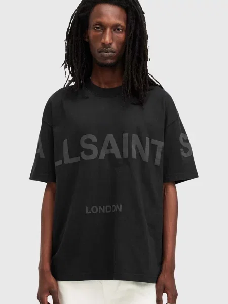 Majica AllSaints BIGGY s tiskom crna