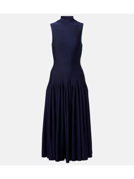 Sukienka midi Alaïa do kolan garniturowa niebieska
